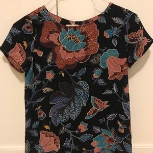 LOFT floral work top short sleeve XS flutter top